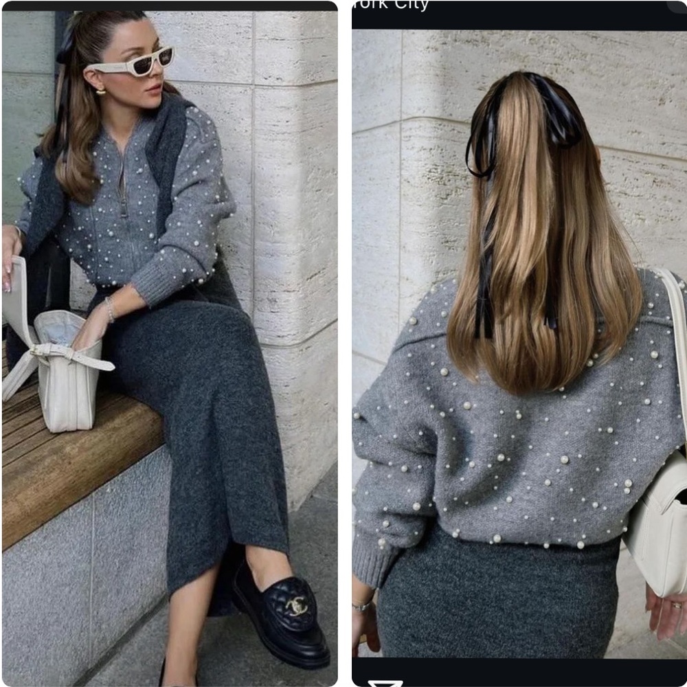 Zara earl trim knit bomber cardigan - Picture 4 of 16